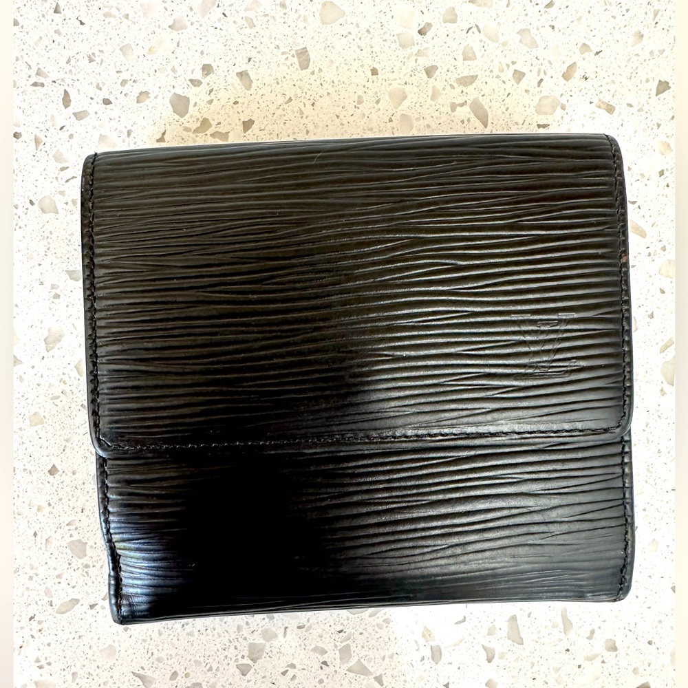 Auth Louis Vuitton Epi Porte Monnaie Billets Cartes Credit Wallet Black SP0996